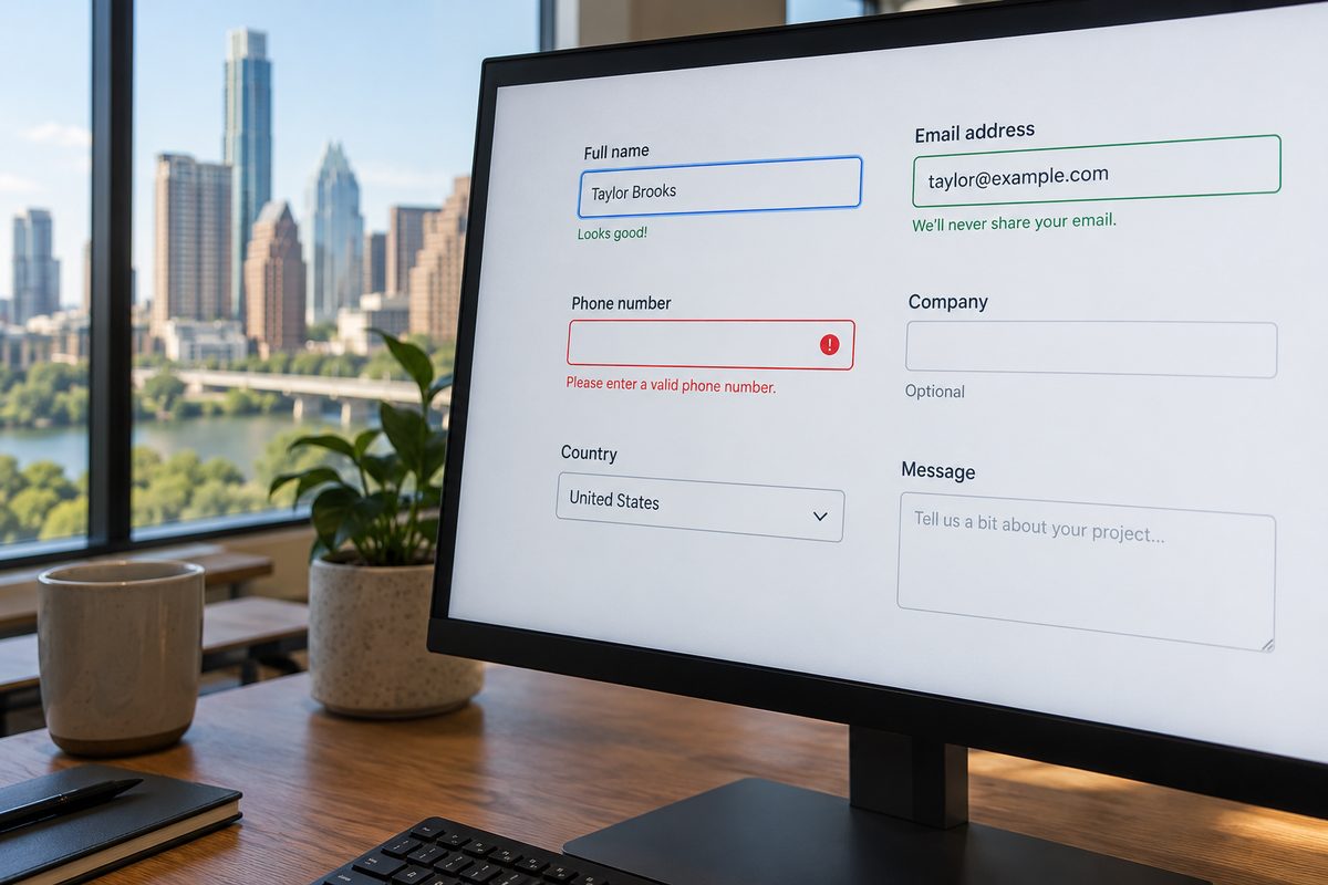 Accessible web form focus and error states